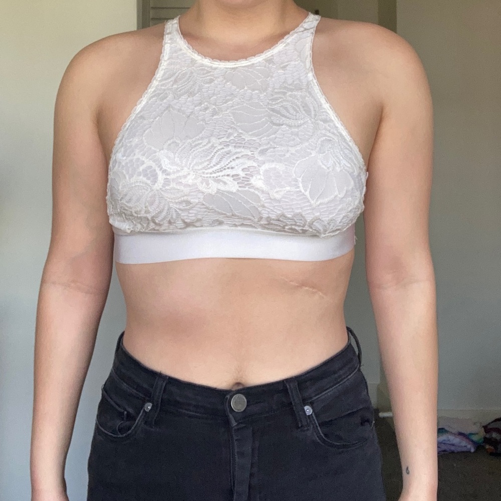 Out from under UO white lace high-neck bralette